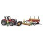 Bruder tractor Massey Ferguson 7480 cu incarcator frontal si remorca pentru lemne
